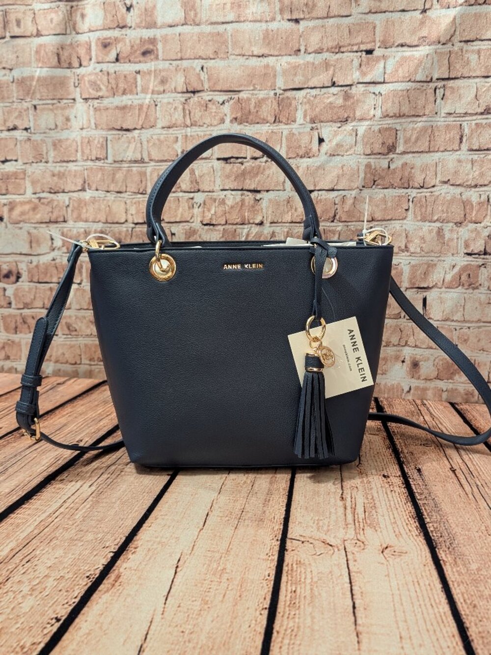 Anne Klein Midnight Iman Structured Tote with Tassel Charm